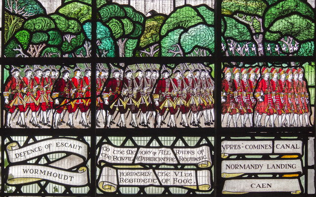Detail of Stained glass window, St Mary's church, Warwick