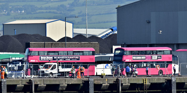 Metro buses, Belfast harbour (July 2017)