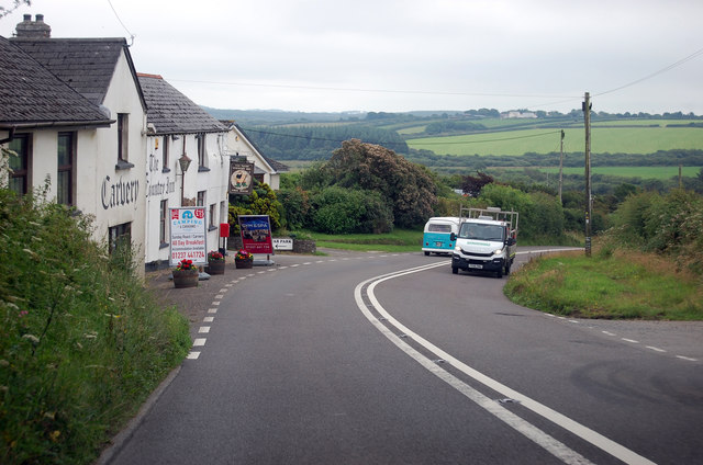 A39 passing The West Country Inn