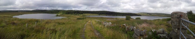 Panoramic view of Loch Beag and Loch na nArd Doiriu, Galway