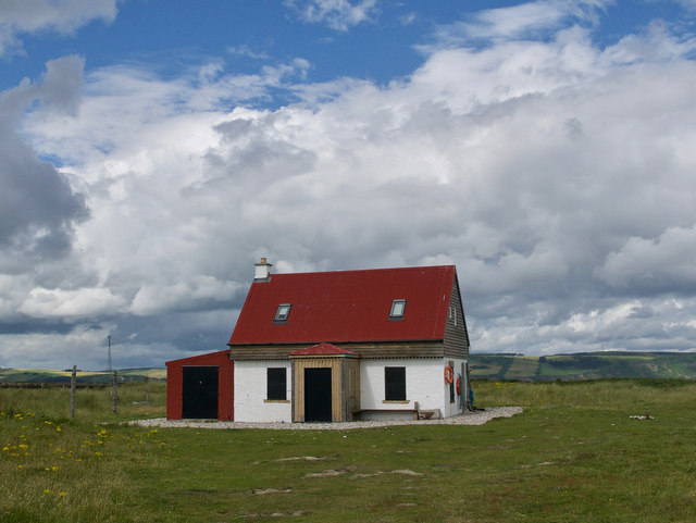 Former salmon fishers' bothy on Whiteness Head spit