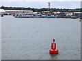 SU4308 : Deans Elbow marker buoy by Solent Refit's pier by Steve Daniels