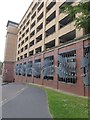 Artistic ironwork on a car park, North Hanover Street