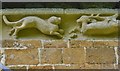 SP4343 : Hanwell, St. Peter's Church: South frieze, ca. 1340: Possibly a dog and a stag by Michael Garlick