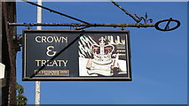 TQ0584 : Sign for The Crown & Treaty, Oxford Road by Mike Quinn