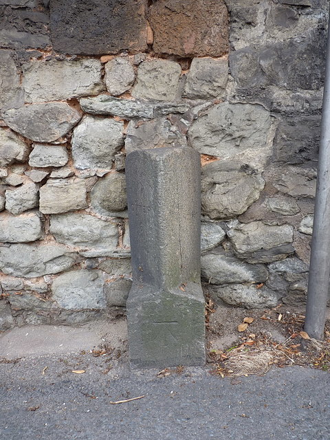 Old milestone & benchmark - Sidmouth, Station Road