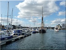 TM1643 : Boats moored at South West Quay, Ipswich by Christine Johnstone