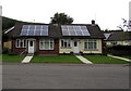 Solar panels and bungalows, Poplars Close, Mardy