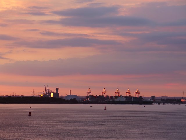 Southampton Container Terminal at sunset