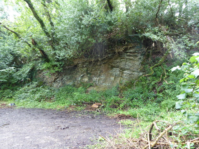 Old quarry face by the roadside near Lecudden