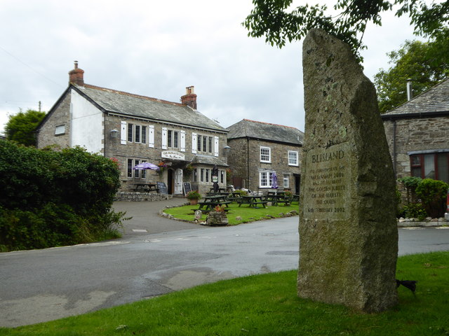Millennium stone on Blisland village green