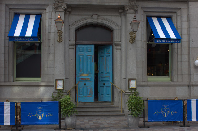 Revolution Cuba restaurant doors, Donegall Place, Belfast