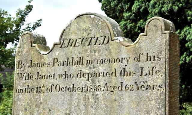 Janet Parkhill headstone, Mallusk cemetery (August 2017)