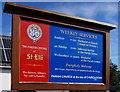 Information board outside St Elli Parish Centre, Gilwern