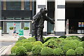 View of a statue in Canary Wharf