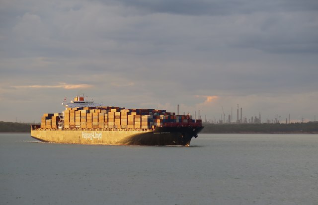 Container ship passing through Cowes Roads