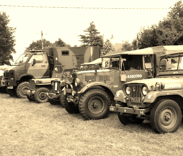 Military vehicles on display