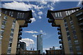 View of the Hotel Novotel Canary Wharf from the Thames Path