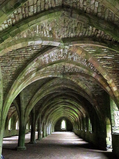 Vaulted cellarium, Fountains Abbey