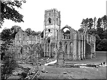 SE2768 : Fountains Abbey (monochrome) by Andrew Curtis