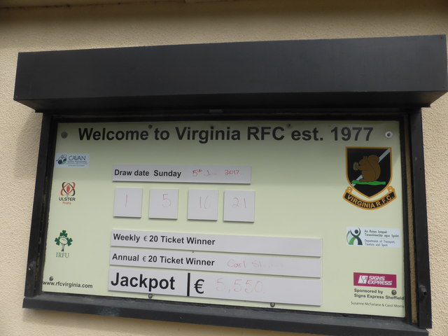 Virginia RFC, Co Cavan, Republic of Ireland signage.