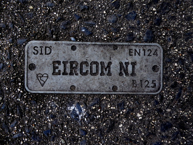 Eircom NI marking on manhole covers, Sion Mills