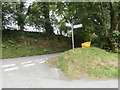 Road junction and signpost at Blaenbedw Fawr