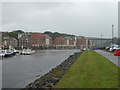 Residential buildings on the bank of the River Esk in Whitby