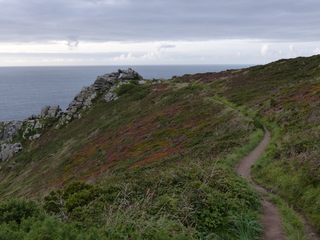 South West Coast Path approaching Zennor Head, looking north