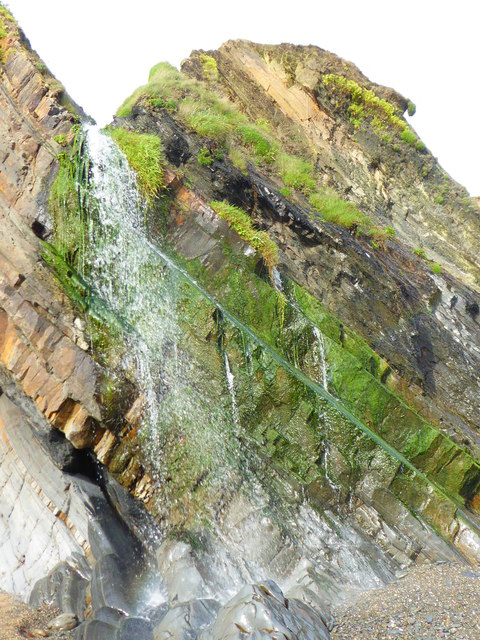 Waterfall on the beach at Sandy Mouth