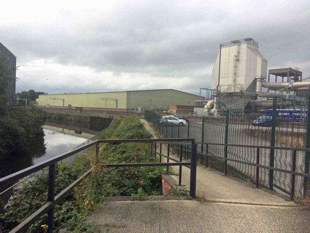 Access path to the canal towpath near the centre of Rotherham