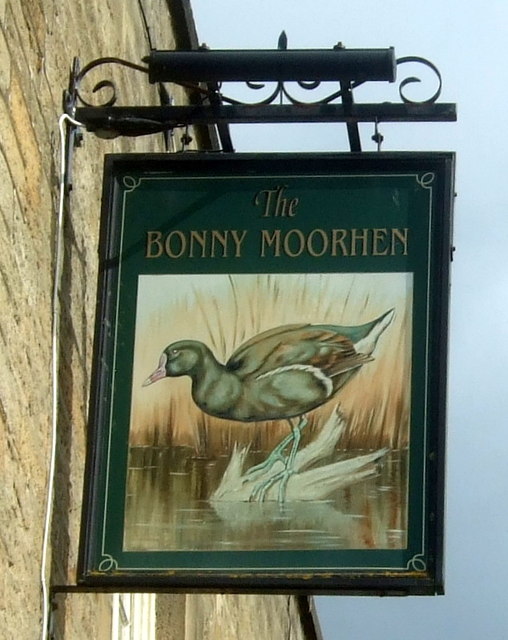 Sign for the Bonny Moorhen public house, Stanhope