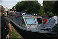 View of a narrowboat moored on the Regent