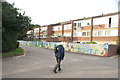 View of "Equal Rights" wall art on the rear of blocks of flats on St. Mark