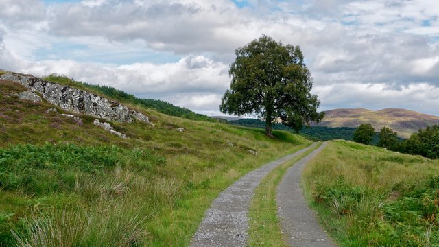 Private road through the fields beside the Water of Glencalvie