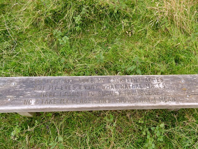 Poem on a bench at Chinley Head