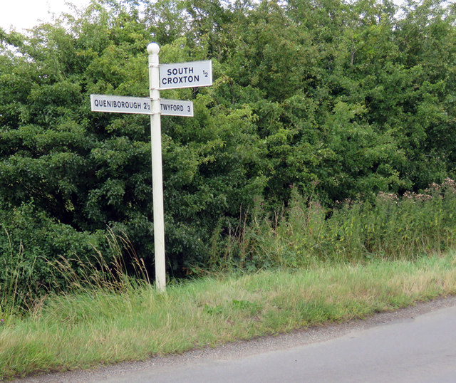 Sign post at South Croxton Road/Three Turns Lane junction