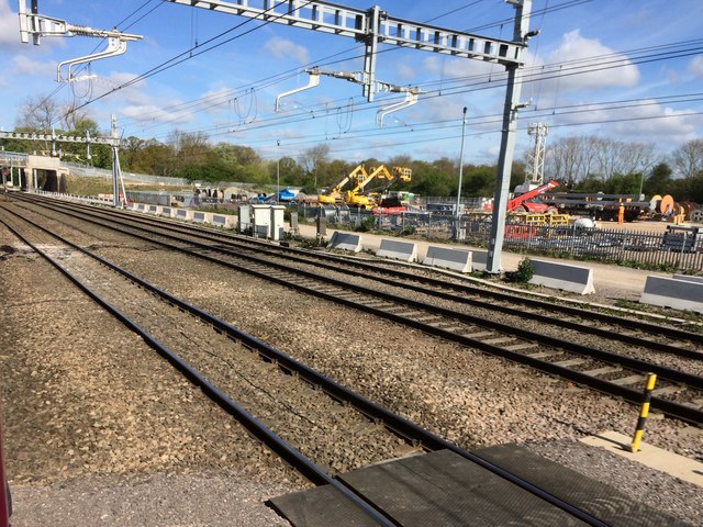 View from a Reading-Swindon train - GWR electrification depot at Fulscot Bridge