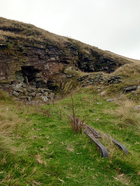 Abandoned stone quarry and mine on Cracken Edge