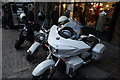 View of a classic motorbike in Greenwich Market for the Mean Old Timers meet-up #2