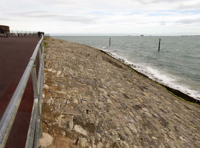 The seawall by Southsea Castle