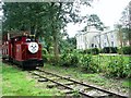 Locomotive "Jimmy" chugging past Strumpshaw Hall