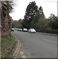 SO5924 : Warning sign - risk of falling rocks, Wilton Road, Ross-on-Wye by Jaggery