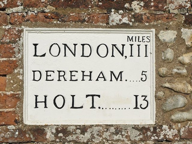 Old Mileage Wall plate by the B1110, North Elmham, Norfolk