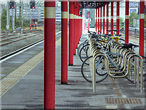 SJ8989 : Cycle Racks on Stockport Station by David Dixon