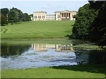 SP6736 : The Lake at Stowe, reflecting the house (Stowe School) by David Smith