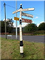 SJ6776 : Fingerpost at Lane Ends, Higher Marston by John S Turner