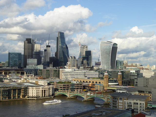City of London tower blocks viewed from the top of Tate Modern's Blavatnik Building