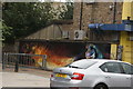 View of street art on the rear of Quinn