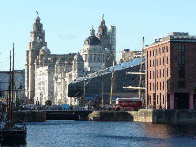 The Pier Head buildings from Albert Dock